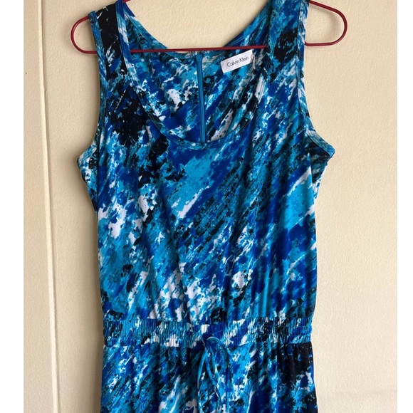 $199 Calvin Klein Women's Blue Surf Spray Sleeveless Jumpsuit Romper Size 2 - Picture 4 of 4